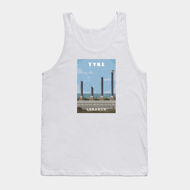 Tyre, Lebanon.Retro travel poster Tank Top by GreekTavern